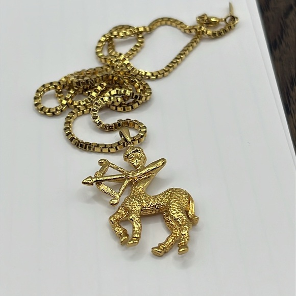 Vintage Monet Gold Zodiac Sagittarius Archer Necklace Vintage Monet 1990’s - Picture 13 of 16